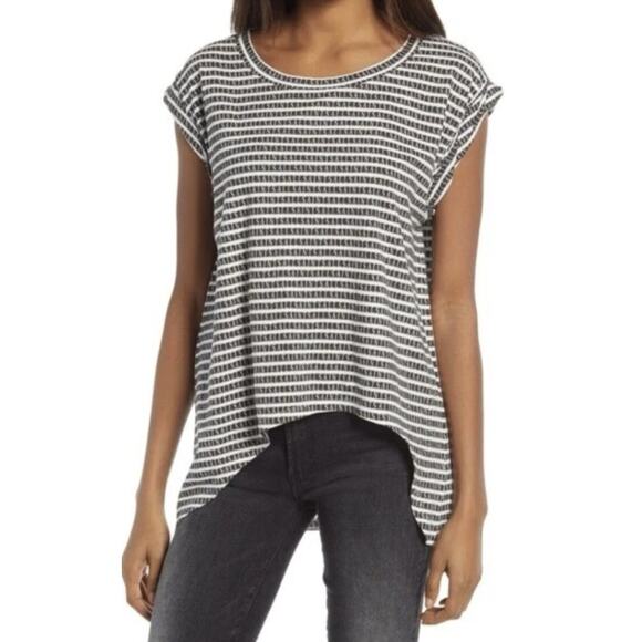 All Saints Sanza Stripe Tank - L - Black White AOP Spell Out Graphic, Minimalist - Picture 1 of 12